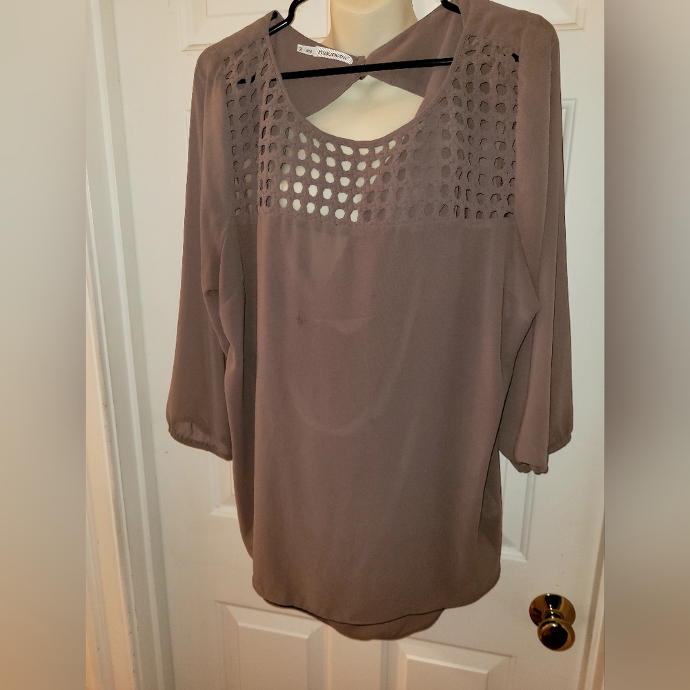 Maurices Size 2 Sheer Mocha Blouse